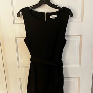 Calvin Klein LBD sz 12  wiggle dress ruffle boatneck